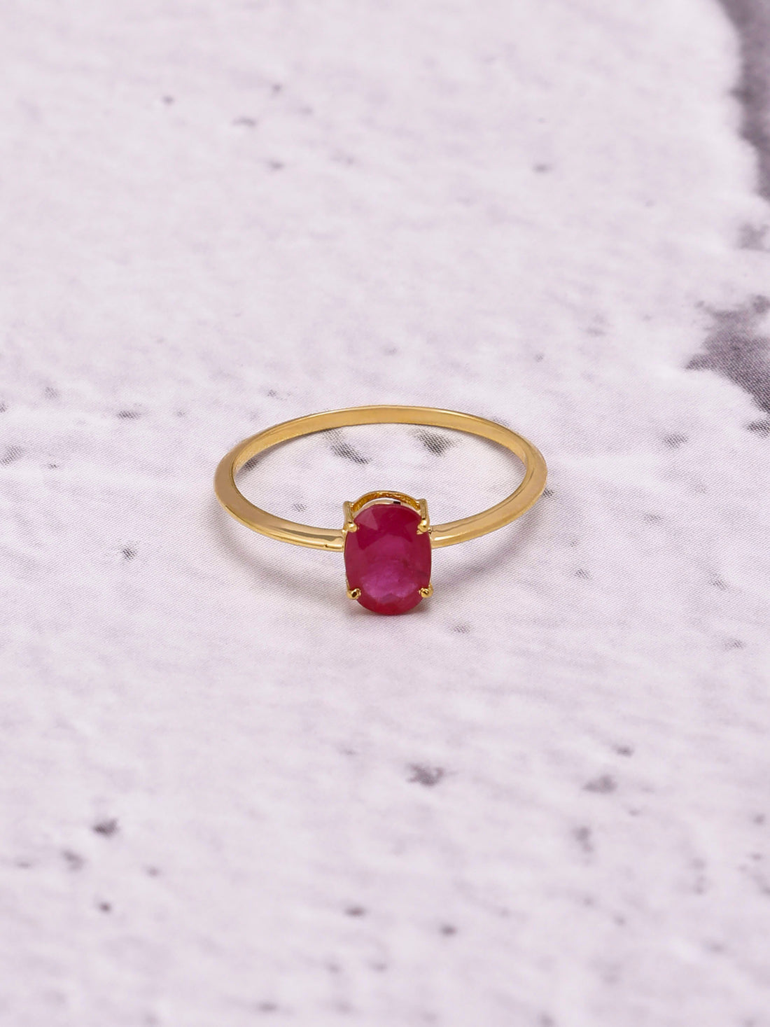 14K Gold Natural Ruby Oval Ring: Dainty Eternity Band