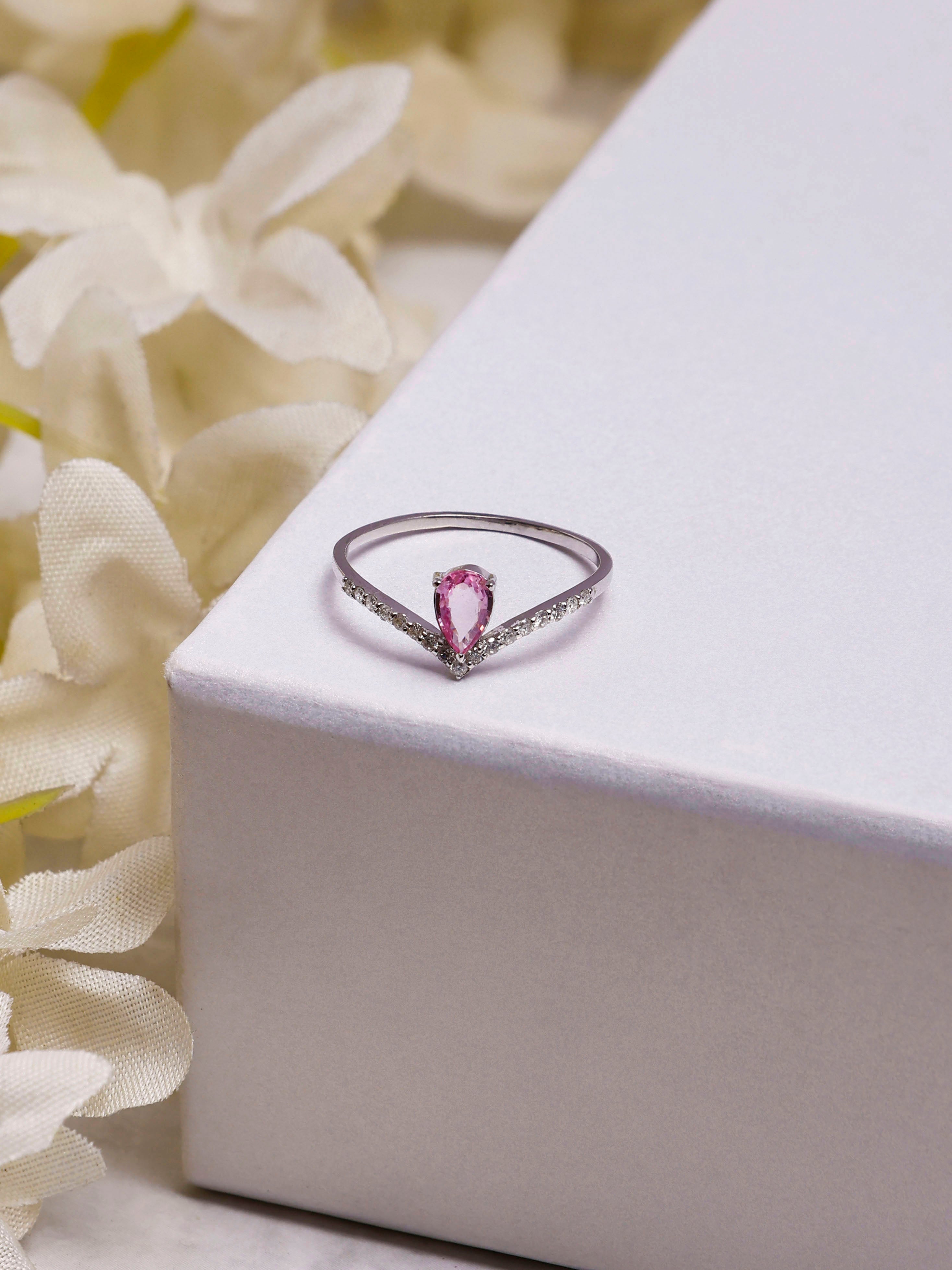 Kylie Jenner inspired 14K gold Pink Sapphire Diamond Ring