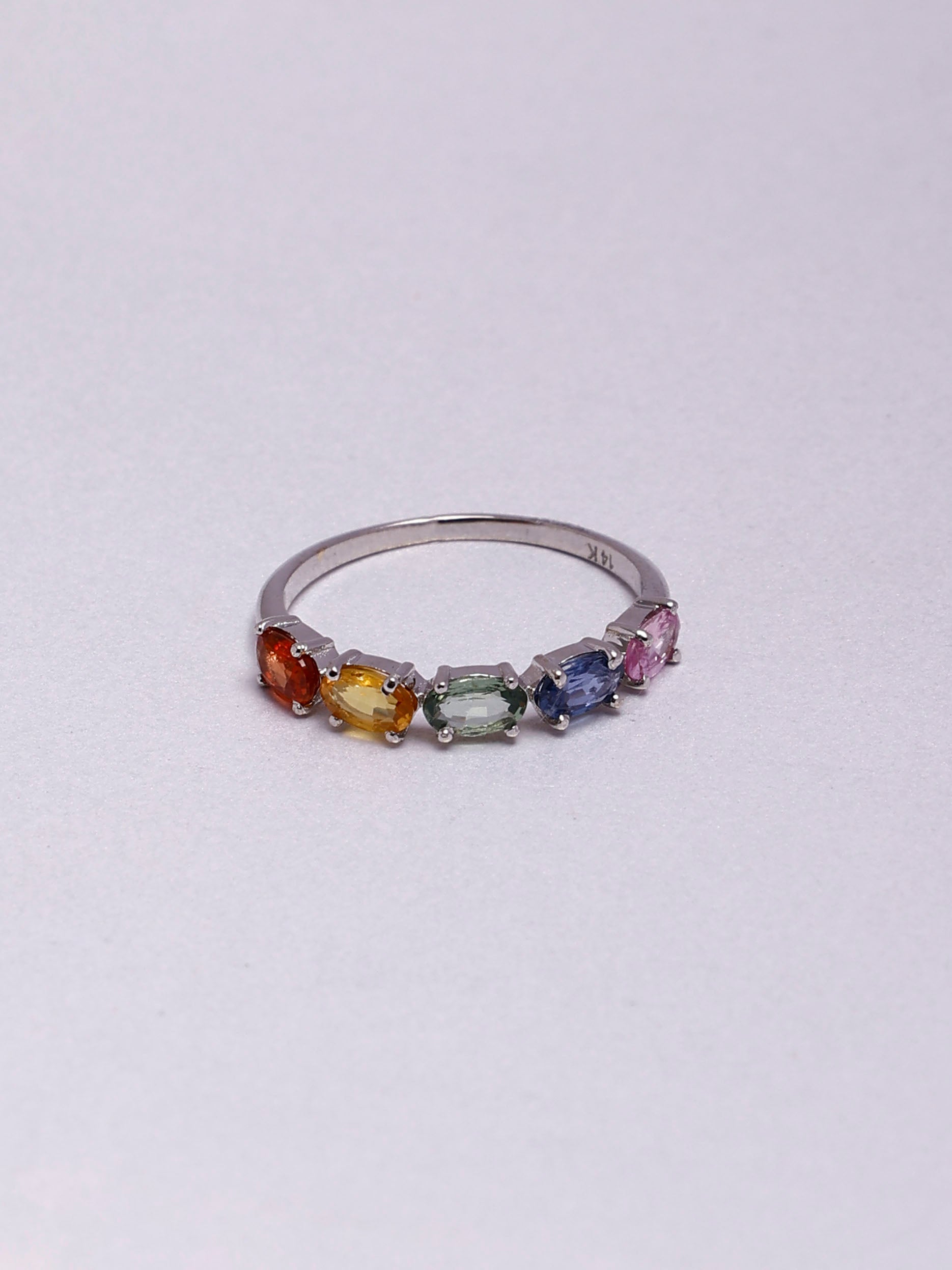 Multi Sapphire 14K Gold Eternity Ring Band