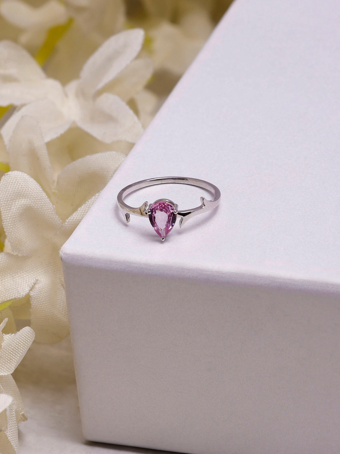 Pink Sapphire 14K Gold Ring: Designers Cut Dainty Eternity Ring