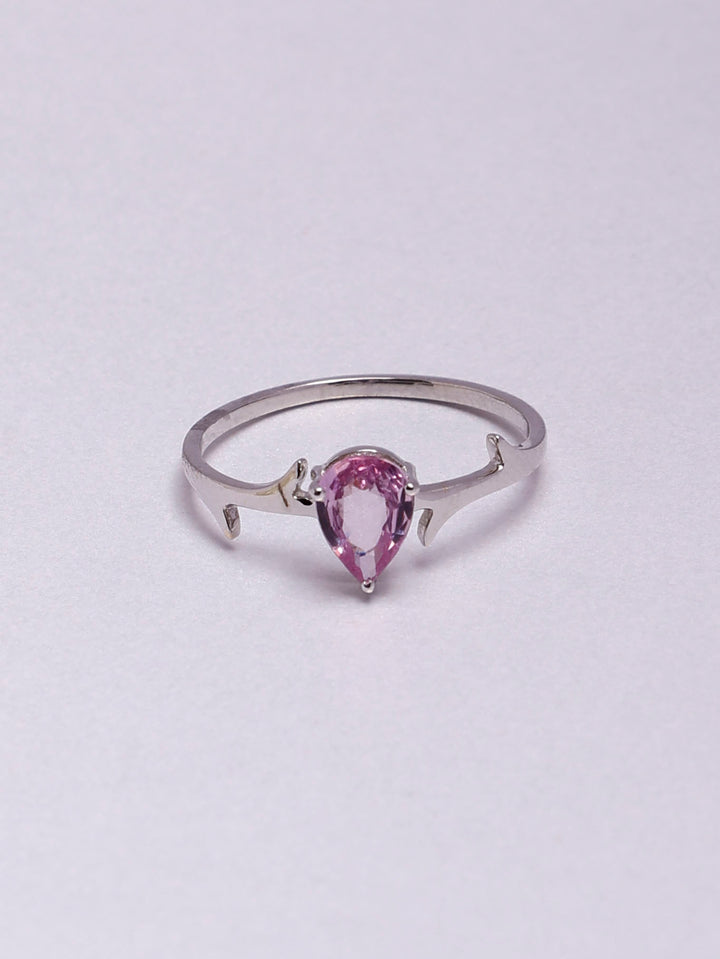 Pink Sapphire 14K Gold Ring: Designers Cut Dainty Eternity Ring