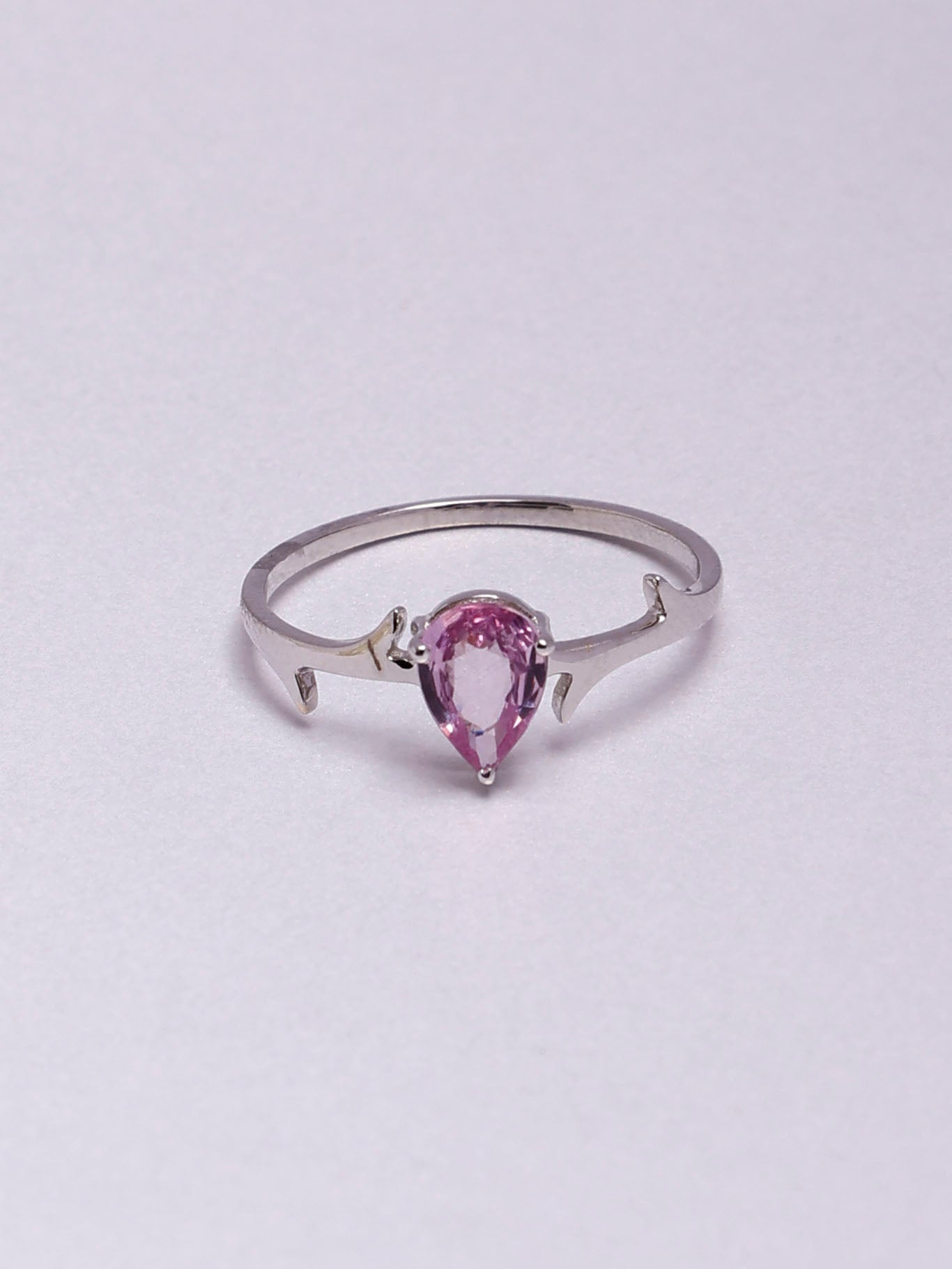 Pink Sapphire 14K Gold Ring: Designers Cut Dainty Eternity Ring