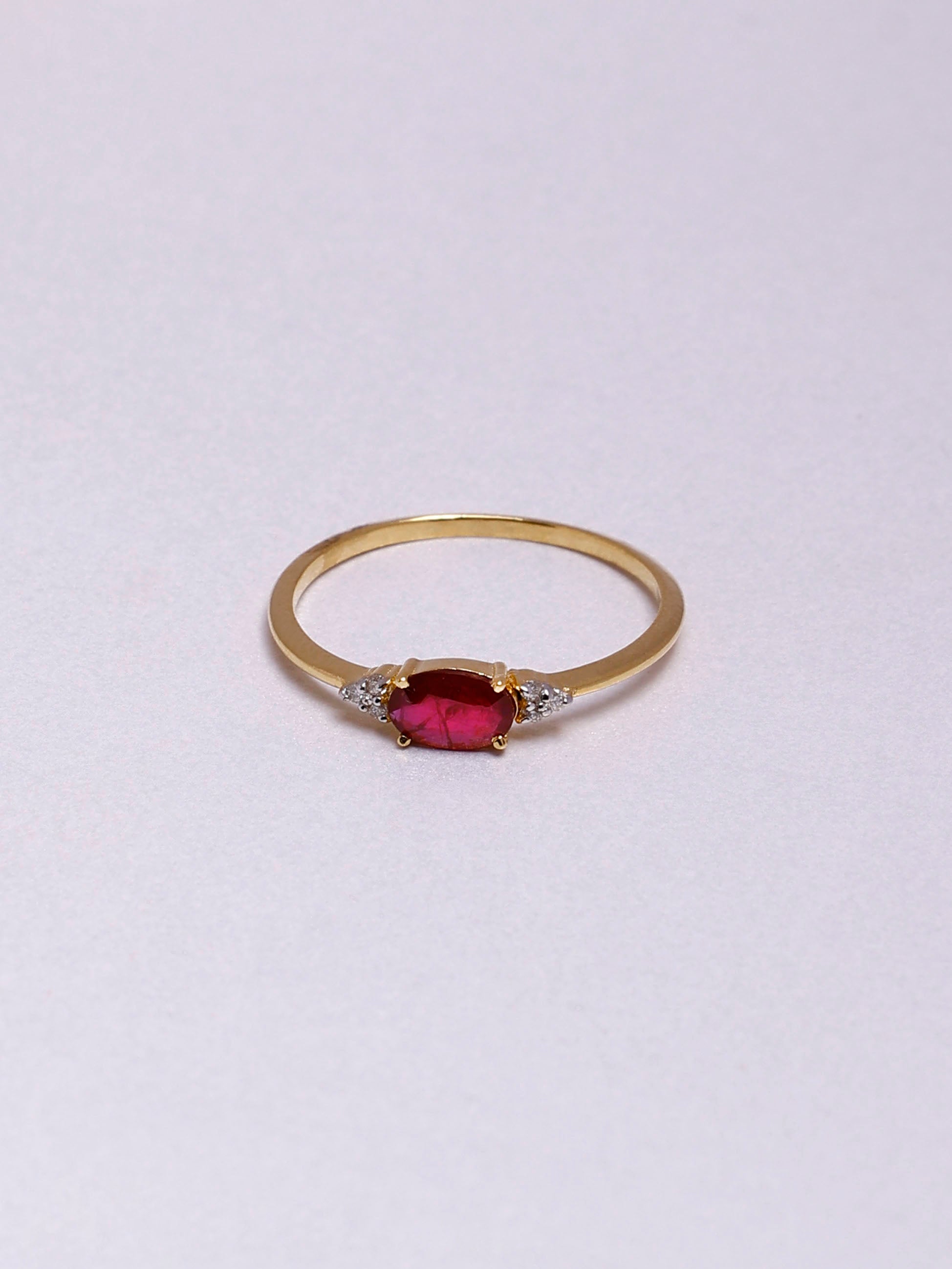 14K Gold Ruby and Diamond Ring: Dainty Eternity Design