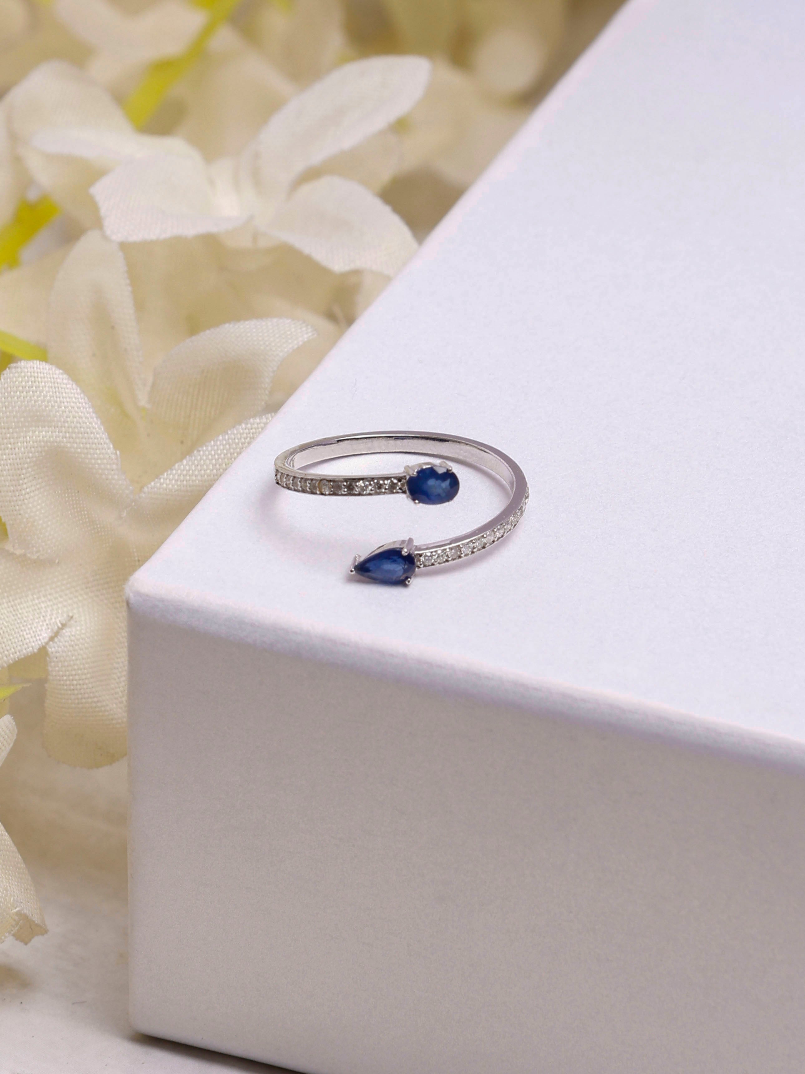 Huggies 14K Gold Queen Blue Sapphire & Diamond Accent Ring