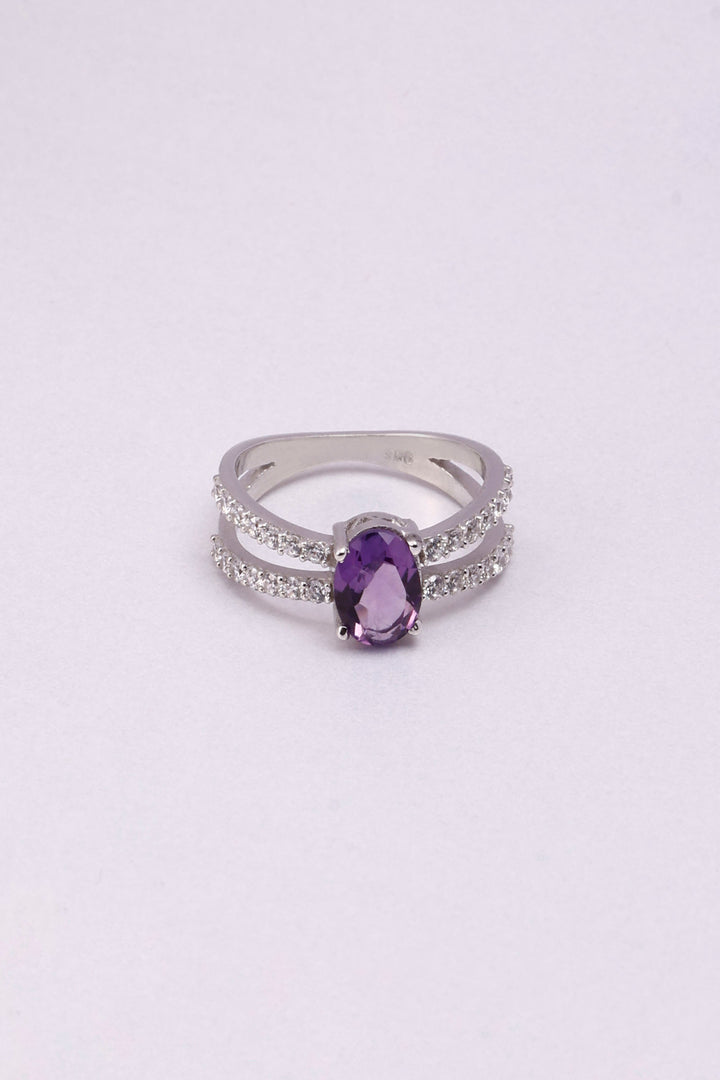 Amethyst Sterling Silver Ring: Minimalist Gemstone Statement Jewelry