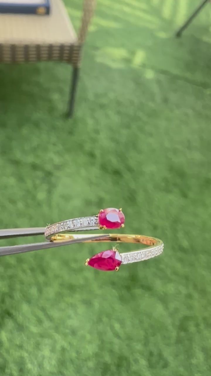 Huggies 14K Gold Ruby and Diamond Ring: Dainty Eternity Design for Her