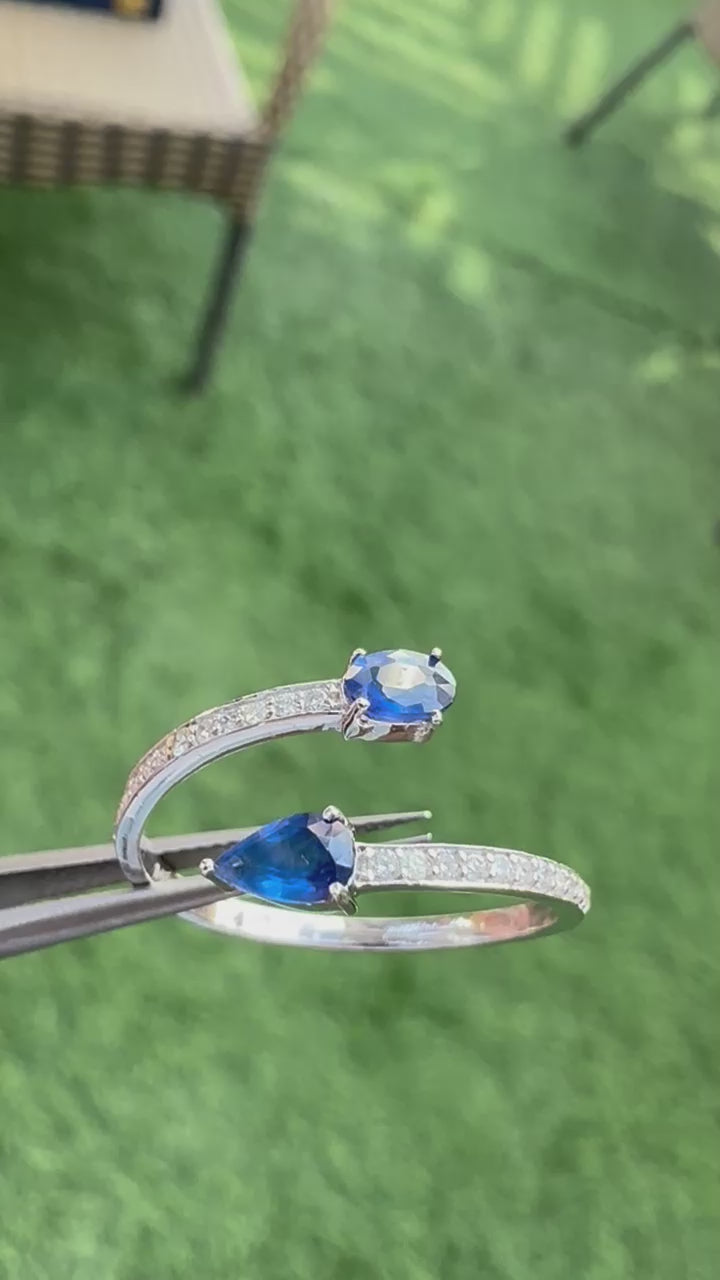 Huggies 14K Gold Queen Blue Sapphire & Diamond Accent Ring