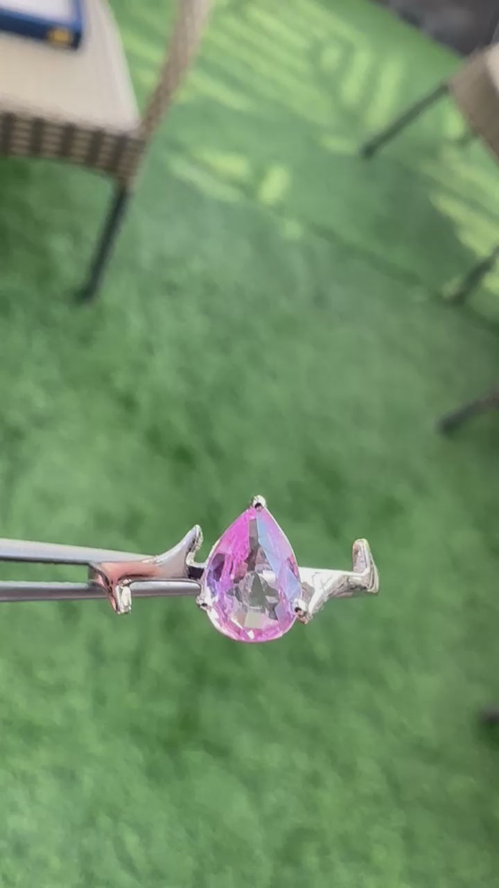 Pink Sapphire 14K Gold Ring: Designers Cut Dainty Eternity Ring