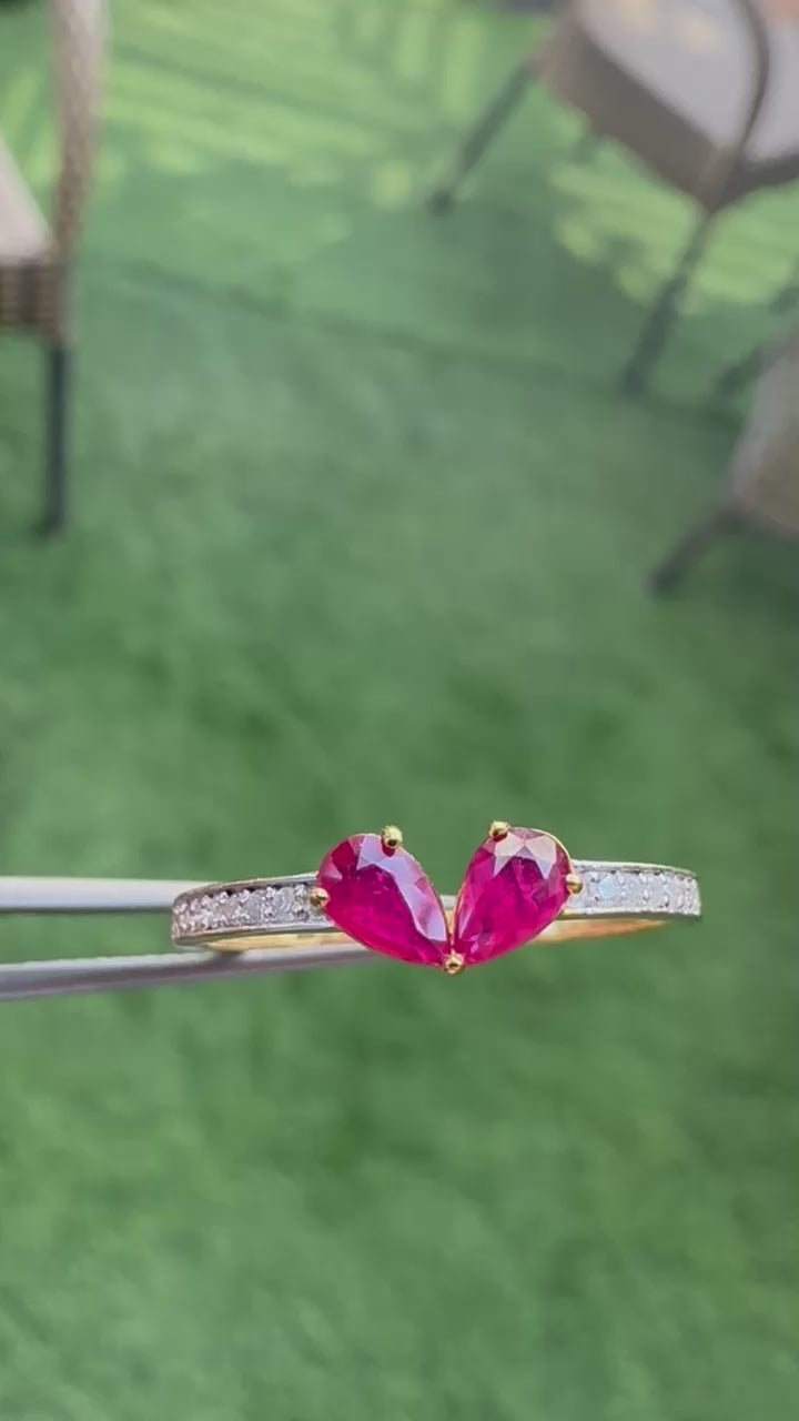Kissie 14K gold Ruby Ring with Natural Diamonds