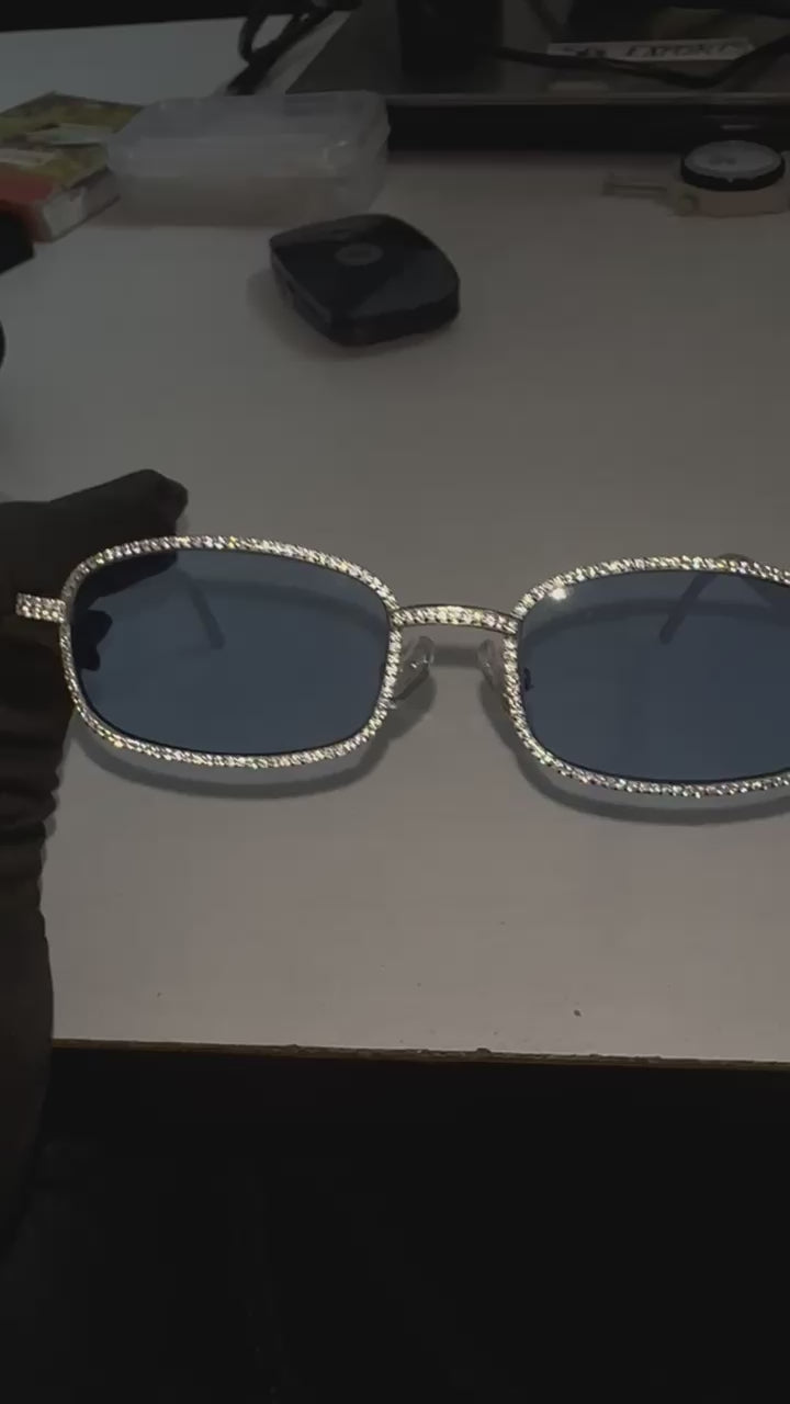 Silver Sunglasses with Zircon: Unisex Shades Gift