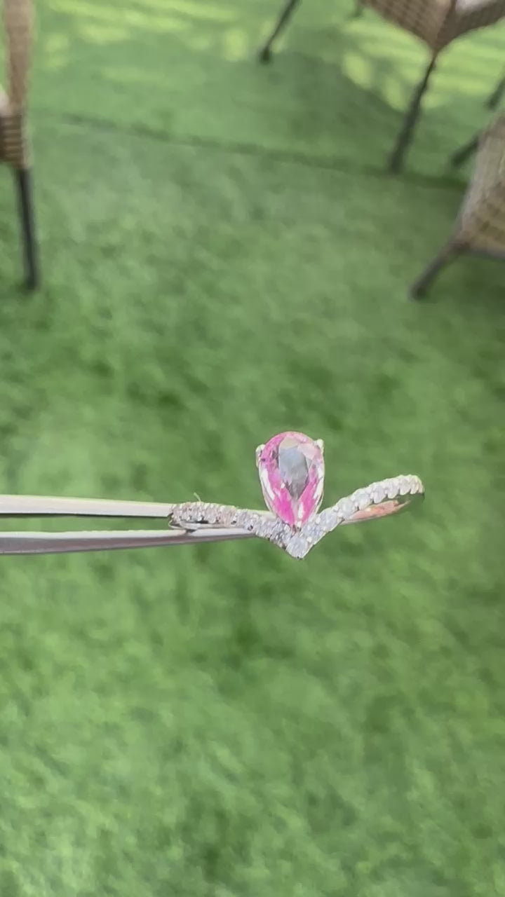 Kylie Jenner inspired 14K gold Pink Sapphire Diamond Ring